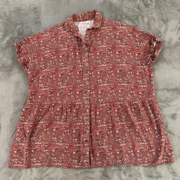 NATURAL LIFE Tops - Natural Life Button Front Peplum Blouse Shirt Floral Women's Large XL L/XL